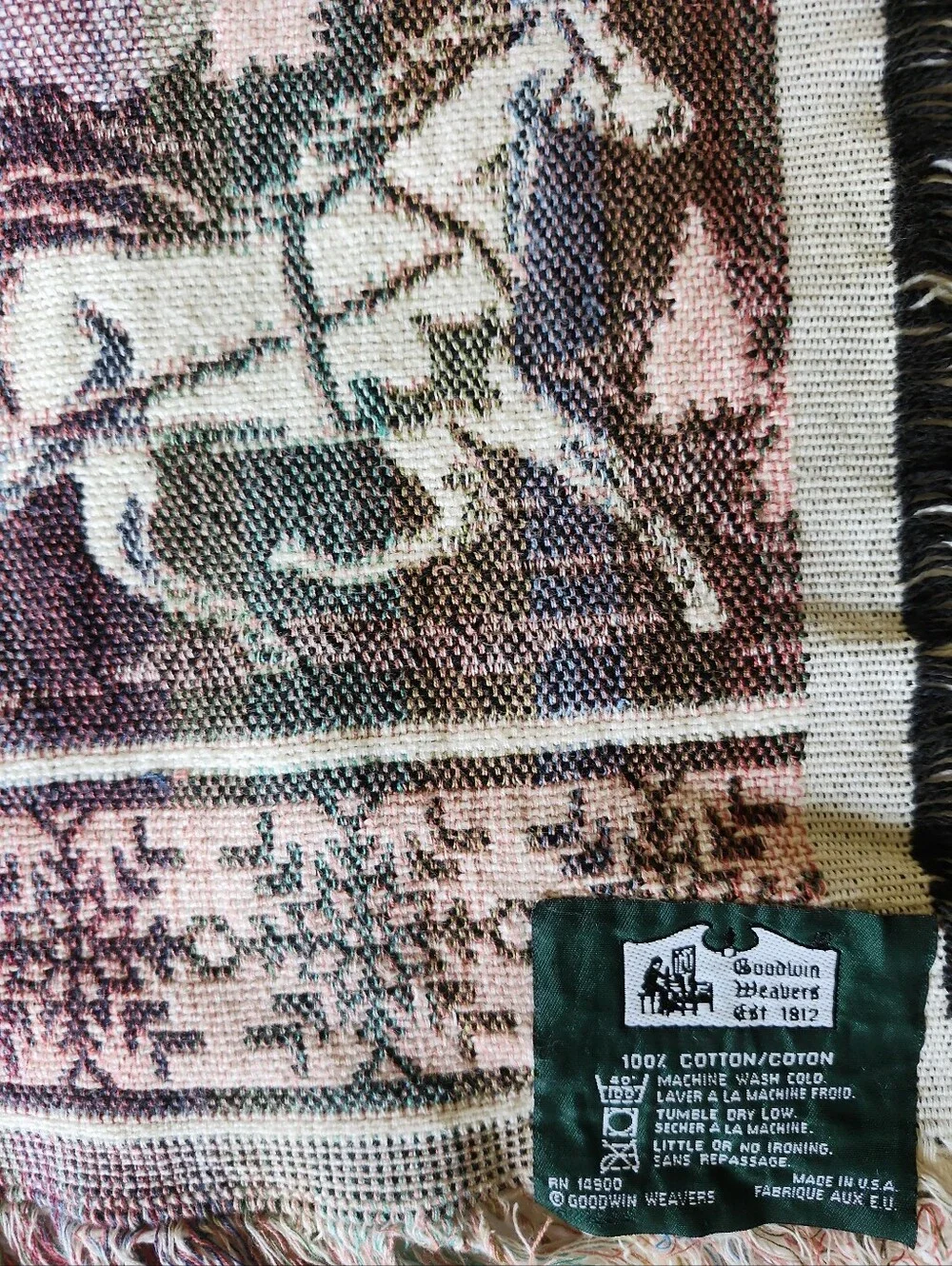VTG Goodwin Weavers Winter Country Sleigh Ride Tapestry Throw Blanket  70”x 54”